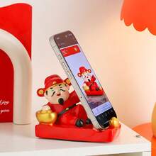 1pc Creative God Of Wealth Phone Holder, Desktop Decor, Tablet Stand, Office Supplies, Prosperity Practical Gift
