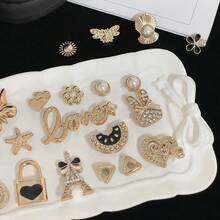 20pcs Hole Shoes Accessories DIY Decorative Shoe Charms, Cute Butterfly & Heart Detachable Shoe Clips For Clogs, Sandals, Gift For Girls, Women's Day, Birthday - Gold - View 4