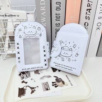 1 pieza Álbum portátil y duradero de 20 páginas y 40 ranuras de 3 pulgadas con 1 cuadrícula, cadena de cuentas blancas, diseño hueco cuadrado de gato y perro, adecuado para uso diario, regalos, graduación, hogar, cumpleaños, aniversario, oficina, boda, viajes, registro de vida, fanáticos de ídolos, todas las estaciones