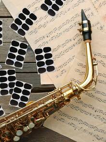 8/16pcs 0.8mm Black Mouthpiece Cushions Alto Tenor Saxophone Adhesive Clarinet Mouthpiece Patches Strong Oval Mouthpiece Patches Pads Mouthpiece Pads For Beginners Musicians