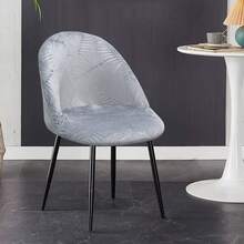 1pc Silver Fox Velvet Stretch Dining Chair Cover, Embossed Pattern Jacquard Fabric, Removable & Washable, Furniture Decor Protection, Autumn/Winter Material, Fits Small Duck Bill Chairs (Chair Not Included) - Silver Fox Velvet Embossed - View 11