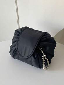 1个女士抽绳化妆包旅行收纳化妆包整理袋女士化妆袋便携防水洗漱美容盒，抽绳弹性化妆收纳袋女士便携旅行黑色大容量手提包收纳袋 - 彩色 - 查看 4