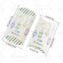 QI Jing Mao Yi 10/20/30 bucăți de cutii de bomboane Mubarak pentru Eid Al-Fitr Ramadan, cutii de pernă Karim pentru Ramadan islamic și cutii de ciocolată, marturii pentru petreceri musulmane, cutii cadou pentru decorațiuni de nuntă, cutii de bomboane pentru petrecere și cadouri pentru fii și fiice.