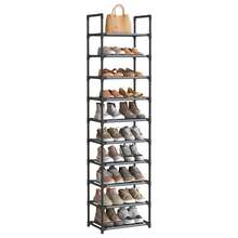 SONGMICS 10-Tier Shoe Rack, Shoe Stand, Space-Saving Shoe Storage, 45 X 28 X 173 Cm, Metal Frame, Non-Woven Fabric Shelves, For Hallway, Bedroom, Grey