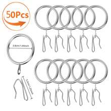 10/30/50 件金属窗帘环，带尖钩，挂环和窗帘钩，窗户淋浴环，直径 38 毫米/1.49 英寸（黑色、银色） - 彩色 - 查看 14