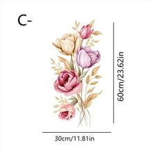 1/3pcs Elegant Blue-Beige Rose-Patterned Glass Door Sticker, Reusable PVC Waterproof Electrostatic Adhesive Sticker, Suitable For Bathroom Shower Room Glass Door Decoration, Living Room And Bedroom Windows, And Home Decoration Accessories. - Multicolor - View 12