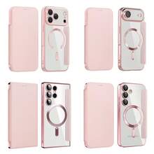 Portafoglio in pelle di lusso con funzione flip per telefono, compatibile con Samsung S25 Ultra, S24 Ultra, S23 Ultra, S22 Ultra, A56, A07, A17 e 17 Pro Max, 17 Pro, 17 Air - Protezione in vetro ad alta definizione, slot per schede, chiusura magnetica, custodia protettiva full-body trasparente e antiurto