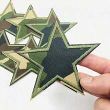 3pcs Grassland Green Camouflage Five-Pointed Star Embroidered Patches, DIY Iron-On Camouflage Patches, Clothing Hat Backpack Handbag Decoration Accessories Valentine's Day Valentine's Day Iron On Patches - 3 件商品 - 查看 6