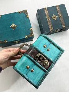 1pc Square Multi-Color Retro Personalized Jewelry Storage Box, Suitable For Home Decor, Jewelry & Accessory Storage, And Holiday/Birthday Gifts - Multicolor - View 5