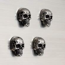 6个不锈钢骷髅头冰箱贴，酷炫冰箱贴，可爱独特的哥特式装饰冰箱贴，创意礼物，适用于办公用品、储物柜、成人，也可用于厨房、办公室白板、储物柜、冰箱装饰、家居装饰 - 彩色 - 查看 9