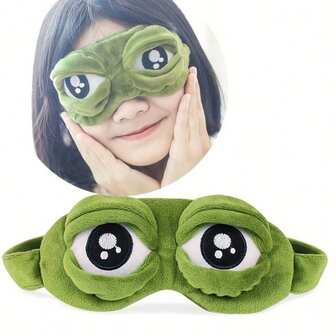 1 Pc Cute Frog 3D Big Eye Blackout Sleep Mask, Skin Friendly, Breathable, Adjustable Straps
