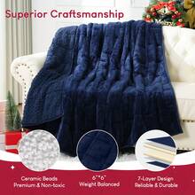 Warm Weighted Blanket, Fleece Sherpa Flannel Throw Heavy Blanket With 7-Layer Design - 藏蓝色 - 查看 4