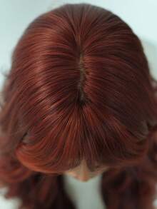 7JHH WIGS 高品质20英寸波浪红色挑染假发，中长蓬松卷曲刘海，高密度全机织耐热纤维合成假发，适合角色扮演、狂欢节和音乐节派对等场合。 - 挑染紅色 - 查看 8