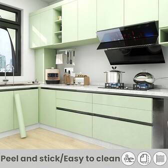 ucdfi 1 Roll Solid Color Self-Adhesive Waterproof Wallpaper, Removable And Reusable Wall Paper, Decorative Wall Sticker For Kitchen Cabinets, Countertops, Bathroom Vanity, Living Room And Bedroom Renovation, Modern Room Decor, Matte Finish