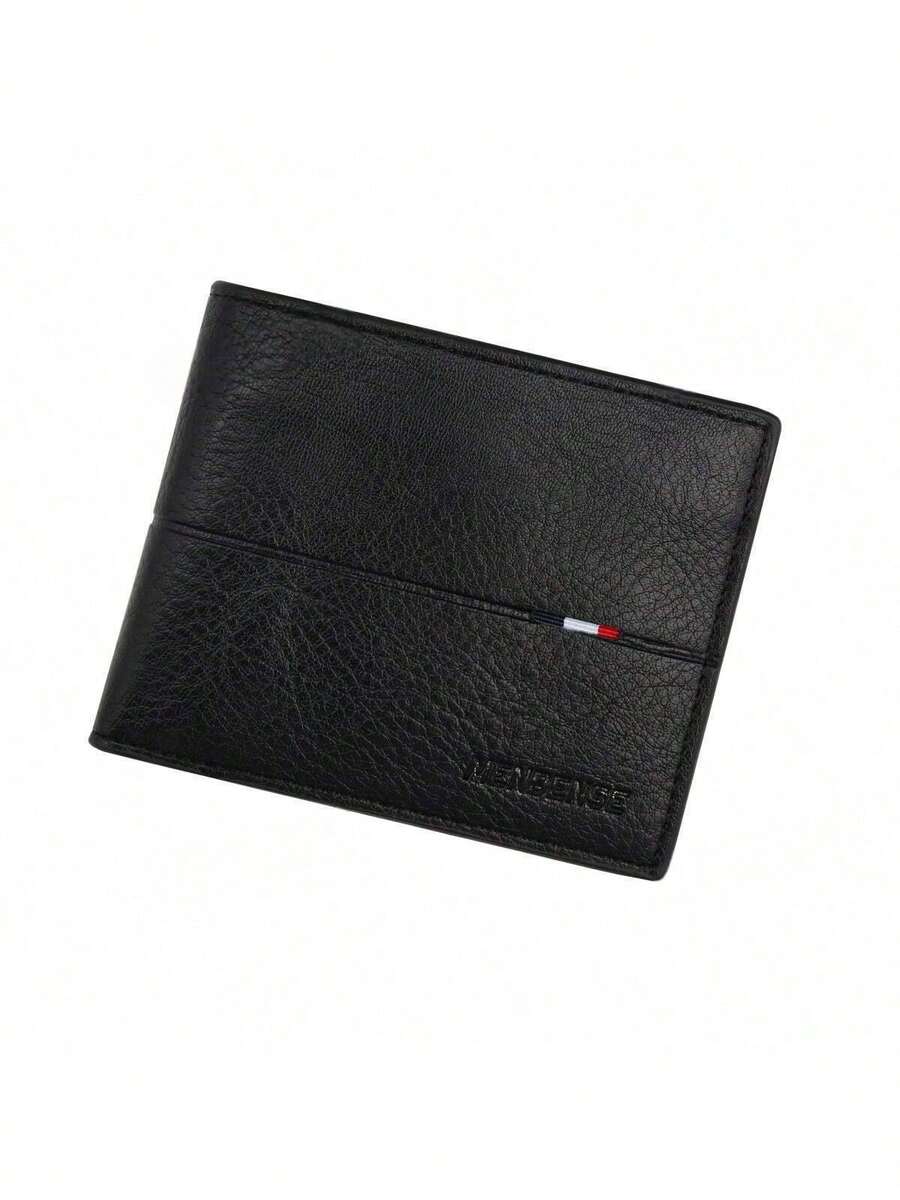 Billetera pequeña de unicolor para hombres, con ventana de identificación y pliegue doble. Ideal como regalo para hombres, cartera juvenil de negocios con múltiples ranuras para tarjetas. Billetera de crédito ultra delgada y portátil, adecuada para estudiantes universitarios masculinos, trabajo, negocios, viajes al trabajo, oficina. - negro - Ver 1