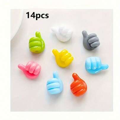 14pcs Colorful Finger-Shaped Cable Organizers - Multi-Functional Charger & Data Cable Hooks For Phones, Laptops, And Accessories, Utility Hooks