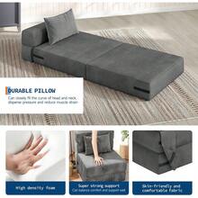 Dragonpad 4-In-1 Folding Sofa Bed Sofa Chair Bed With Pillow, Convertible Sleeper, Fold Out Loveseat Sofa Couch, Tufted Floor Lounge For Living Room, Bedroom, Guest Room - 深灰色 - 查看 6