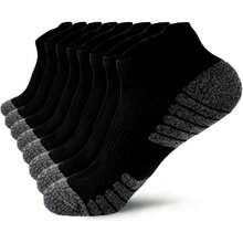 Calcetas para Hombre 8 Pares, Calcetines Deportivos Algodon Transpirables, Tines Cortos Casual Bajos, Calcetas Absorbe el sudor y antiolor para Futbol, Correr, Ciclismo, Gym - negro (M-8 Pare) - Ver 2