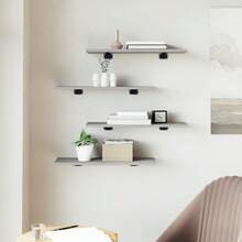 vidaXL Mensole da parete 4 pezzi grigio sonoma 60x20x1,5 cm legno ingegnerizzato - Castano - Visualizzare 3
