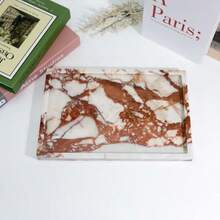 Real Luxurious Natural Marble Vanity Tray Genuine Storage For Home Decor Stone Bathroom/Kitchen/Vanity/Dresser Non-Resin - CalacattaRed - View 6