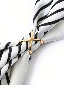 1pc Women Geometric Design Casual Scarf Ring For Daily Life Brooch - Gold - 查看 3