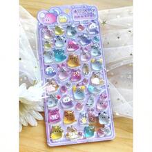 3D卡通漂浮贴纸，水晶钻石儿童装饰贴纸，3D浮雕贴纸，可爱女孩专属