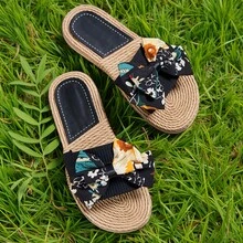 2024 Nouvelles sandales à enfiler avec nœud papillon pour femmes, chaussures d'été décontractées. Chaussures de plage légères pour femmes - Noir - Voir 12