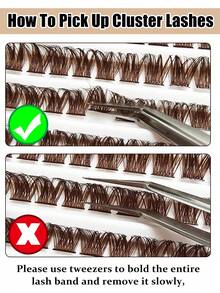 Asiteo 120 Clusters Brown D Curl DIY Cross Thin Soft Daily False Eyelash Clusters, Thin Band Natural Look & Thickened Reusable Individual False Eyelashes, Suitable For Home Daily Life, Dates, Parties Self-Use - D - View 6