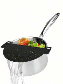 1PC Clip On Strainer,Plastic Drainer Strainers Pot Funnel Half Moon Shape Food Filter Board Sieve Draining,Heat Fit For Pasta Vegetable Fruit Kitchen Gadgets Kitchen Sink Strainer, Fit All Pots And Bowls