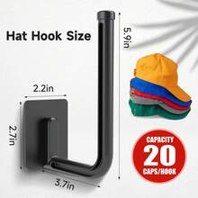 4 - Pack Black Plastic Wall - Mounted Hat Organizer For Baseball Caps, 2 Installation Methods, 5 - Pound Weight Limit - Black - View 6