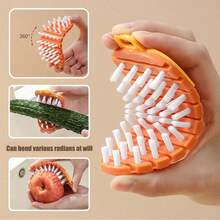 Cepillo limpiador flexible, pelador de frutas, cepillo multiusos para frutas y verduras, agarre cómodo, antideslizante, diseño con orificio para colgar, fácil de colgar y almacenar, adecuado para cepillos de limpieza de alimentos rápidos, puede limpiar todo tipo de verduras y frutas, resistente al lavavajillas y al calor. - Multicolor - Ver 6