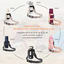 SLAWEasyAcc Water Bottle Holder Strap Sling For Owala FreeSip 24 32 40 Oz Hydro Flask Yeti Stanley Flip Universal Water Bottles With Carabiner For Walking Hiking Curise Travel Bottle Excluded - 全黑 - 查看 6