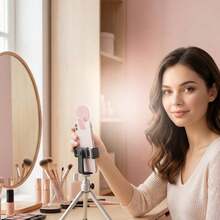 1个150mAh白色/粉色/蓝色/黑色便携式LED自拍环形灯，USB充电，便携式照明，美颜光环灯，直播夹灯，仙女灯，台灯，LED灯，夜灯，照明，吊灯，阅读灯，房间LED灯，适合露营、房间装饰