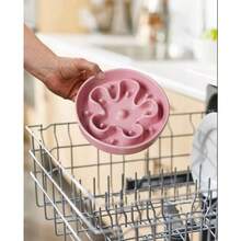 Slow Feeder Dog Bowls Ceramic 1.5 Cups Dog Food Bowl Puppy Slow Feeder Dish For Fast Eaters Star Yellow - M-1.5 杯+粉紅色花朵+支架 - 查看 7