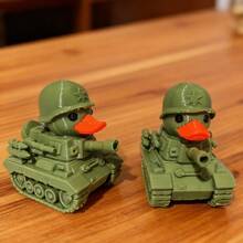 1pc Creative Tank Duck Statue, Soldier Tank Duckling Sculpture, Cute Imaginative Military Duck Decor, Humor Accessory For Military Fans, Home Desktop Decoration Duck Party, Bathroom, Bedroom, Office, Kitchen, Living Room - Perfect Holiday Gift For Family And Friends Military Enthusiasts - Multicolor - View 3