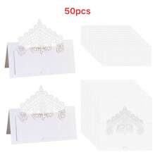 50pcs Elegant Lace Edged Place Cards - Exquisite Tableware For Weddings, Anniversaries, Meetings And Celebration Parties - Multicolor - View 10