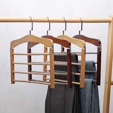 Percha de madera para pantalones, estante de secado antideslizante para leggings, ahorra espacio para almacenamiento y organización en el armario, el clóset, el dormitorio, apto para pantalones, jeans, bufandas - Multicolor - Ver 7