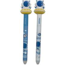 Two Erasable Gel Pens With Cute And Unique 0.5mm 3D Cartoon Nibs. Available In Three Designs (Astronaut, Capybara, And Panda), These Practical And Stress-Relieving Pens Are Perfect For Students, Handwriting Practice, And Everyday Writing. With Blue Ink, They Make A Fun And Helpful Learning Tool. - Blue - View 7