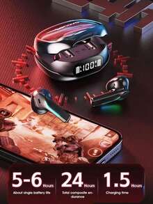 Auriculares inalámbricos verdaderos Lenovo, optimizados para juegos, baja latencia, luz RGB, larga duración de la batería, alta calidad de sonido Hi-Fi, modelo nuevo 2025 TG101 - Negro - Ver 7