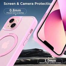Magnetic Case For For IPhone 13/14 6.1 Inch With 360 Rotatable Ring Stand, Compatible With Mag Car Phone Mount, Cases Cover Phone Holder For Desk Meeting/Videos Pink,6.1inch(ForFor IPhone13/14),Pink - 粉紅色的 - 查看 6