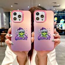 Personaje De Dibujos Animados Verde And Gemstone Christmas Holiday Pattern Apple Case For IPhone 15 Pro Max/16 Pro Max/16 Plus/ 17 Pro Max/15 Plus/14 Pro Max/14 Plus/13 Pro Max/13 Plus/12 Pro Max/11 Pro Max | Drop-Proof Wear-Resistant Scratch-Resistant | Christmas Phone Case - 粉色 - 查看 2