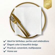 PAW - 50 Pieces White Linen-Feel Paper Napkins 16inch X 16inch, Unicolor Disposable Cloth-Like Napkins, Bathroom Towels, Dinner Napkins For Birthday, Wedding, Party,DinnerNapkins,White - 白色的 - 查看 4