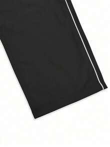 1pc Young Boys Classic Minimalist Versatile Breathable Solid Color Side Stripe Casual Straight Leg Pants - Black - View 6