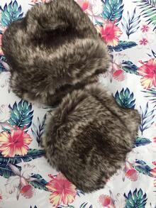 1对人造毛皮袖口和腕套，毛茸茸的袖口装饰，适用于女士外套，冬季+冬季装备+手套熊+圣诞节 - 彩色 - 查看 10