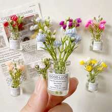 2/8PCS Mini Valentine's Day Bouquet Vase Magnets - Flower Bud Vase Magnets 2025 Brand New Cute Mini Fridge Magnets 3D Vases Fun Fridge Accessories Kitchen Decorations (In Multiple Colors) Holiday Gifts, Valentine's Day Bouquet Decorations, Valentine's Day Gifts - Trộn màu - Xem 2