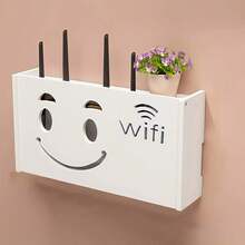 1 件免钻电视盒壁挂架，用于路由器、WiFi 的壁挂式存储架，具有电缆管理和散热功能 - 白色 - 查看 15