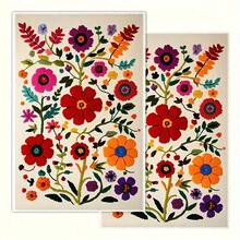 2pcs Vibrant Mexican Floral Kitchen Towels Durable Polyester, Fade-Resistant, Rectangular Design With Day Of The Dead Characters, Perfect For Cooking, Baking & Holiday Decor, Kitchen Decor And Accessorie16x24 Inch For Birthday Anniversaries, Valentine's Day, Thanksgiving, Christmas, Halloween, Wedding, New Year Gifts Provide, Ideal Gifts For Her, Him, Family Members, Boyfriends, Girlfriends, Fathers, Family Members, Mothers, Lovers, Daughters, Sons, Grandfathers, Grandmothers, Friends, Classmates And Pets KitchenTowel, Kitchen Sofa, Bed, Car, Bedroom, Living Room, Office, Outdoor Camping, Beach, Wall Decoration, Bedroom Decor, Fall Decor, Fall Decorations For Home, Christmas Party Theme KitchenTowel, Christmas Decor - 亮色2 - 查看 2