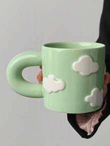 1 pieza Taza con diseño de nube en 3D estilo Ins, taza de cerámica de gran capacidad de color macaron, taza de café y desayuno creativa, taza de agua para parejas