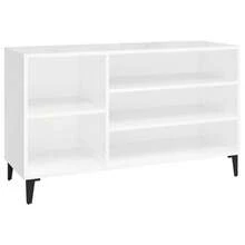 Zapatero vidaXL, blanco brillante, 102x36x60 cm, madera de ingeniería. - Marrón - Ver 10