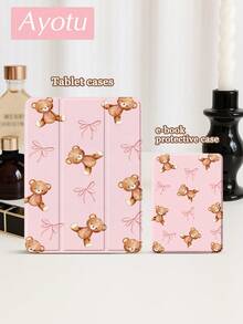 1pc Pink Cute Bear, Pink Bow Tablet Case & Kindle E-Book Case Compatible With IPad 10th Generation, IPad 11/Air 4th/Air 7th/9.7 Inches, Compatible With Samsung Galaxy Tab A9 Plus, Kindle (11th Generation-2024 Release)(6 Inch), Kindle Paperwhite 12th Gen 2024, Great Holiday Gift, Stylish And Simple Pattern.